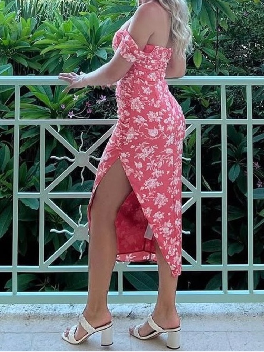 Abercrombie & Fitch Coral Floral Midi Dress